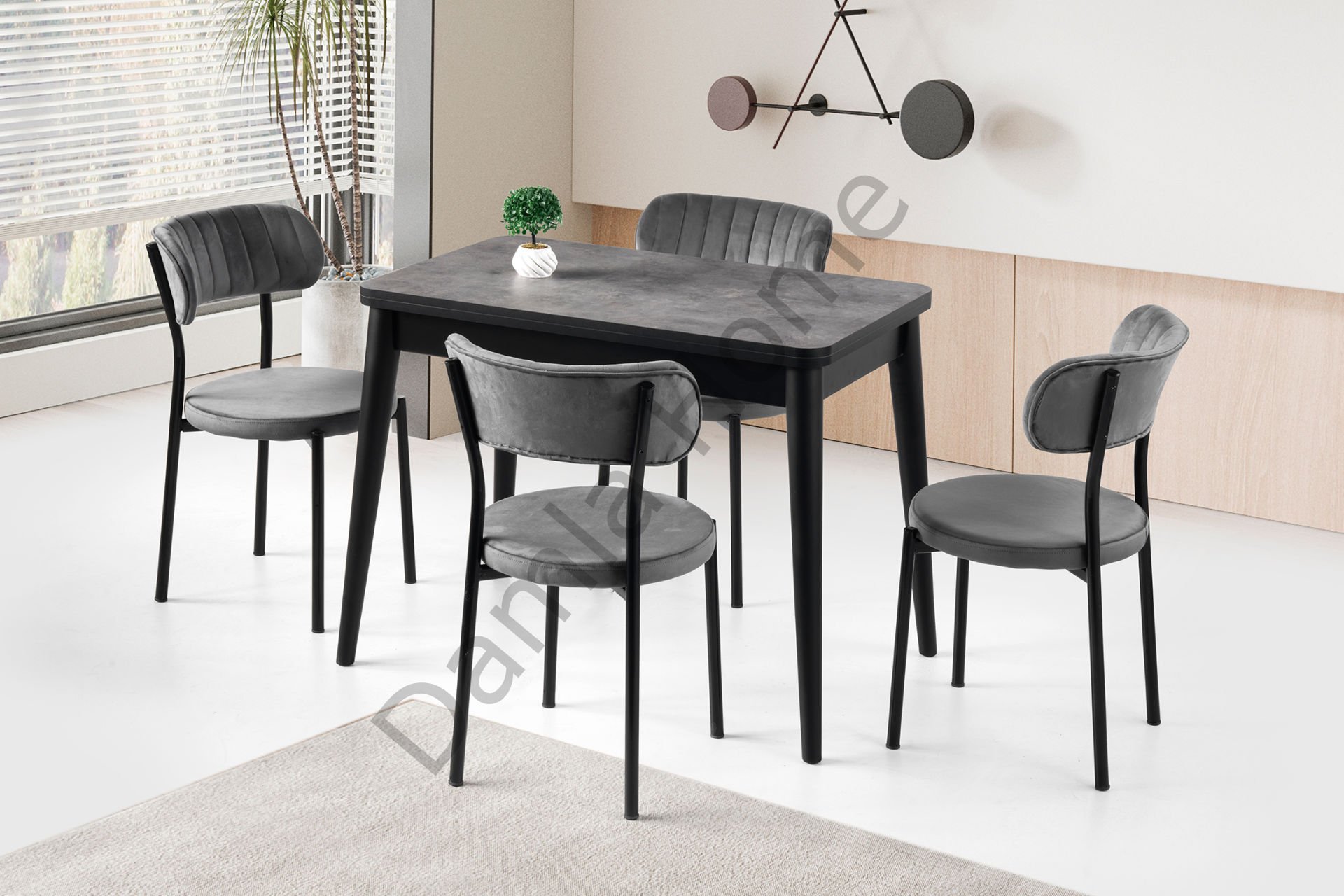 Rüya Masa Sandalye Takımı - Gri/Siyah