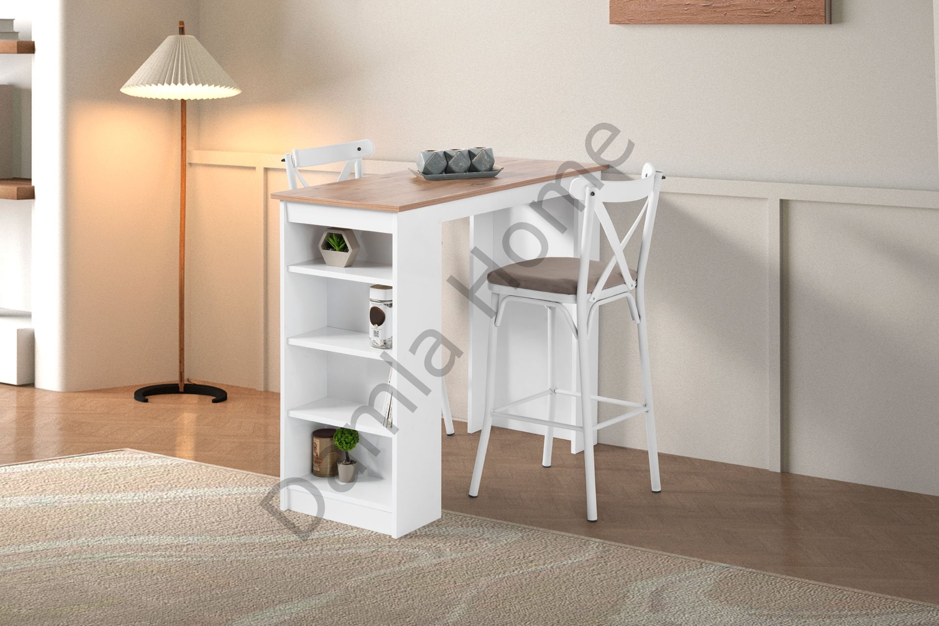 Vista Bar Masa Sandalye Takımı - Çam/Beyaz