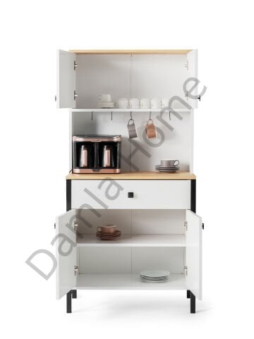 Güneş Kahve Köşesi - Beyaz/Meşe/Siyah