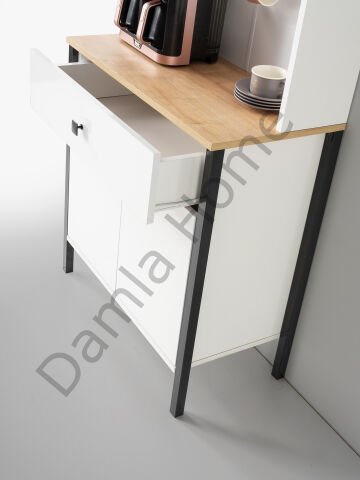 Güneş Kahve Köşesi - Beyaz/Meşe/Siyah