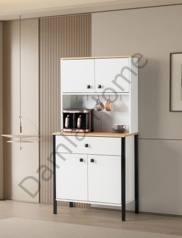 Güneş Kahve Köşesi - Beyaz/Meşe/Siyah