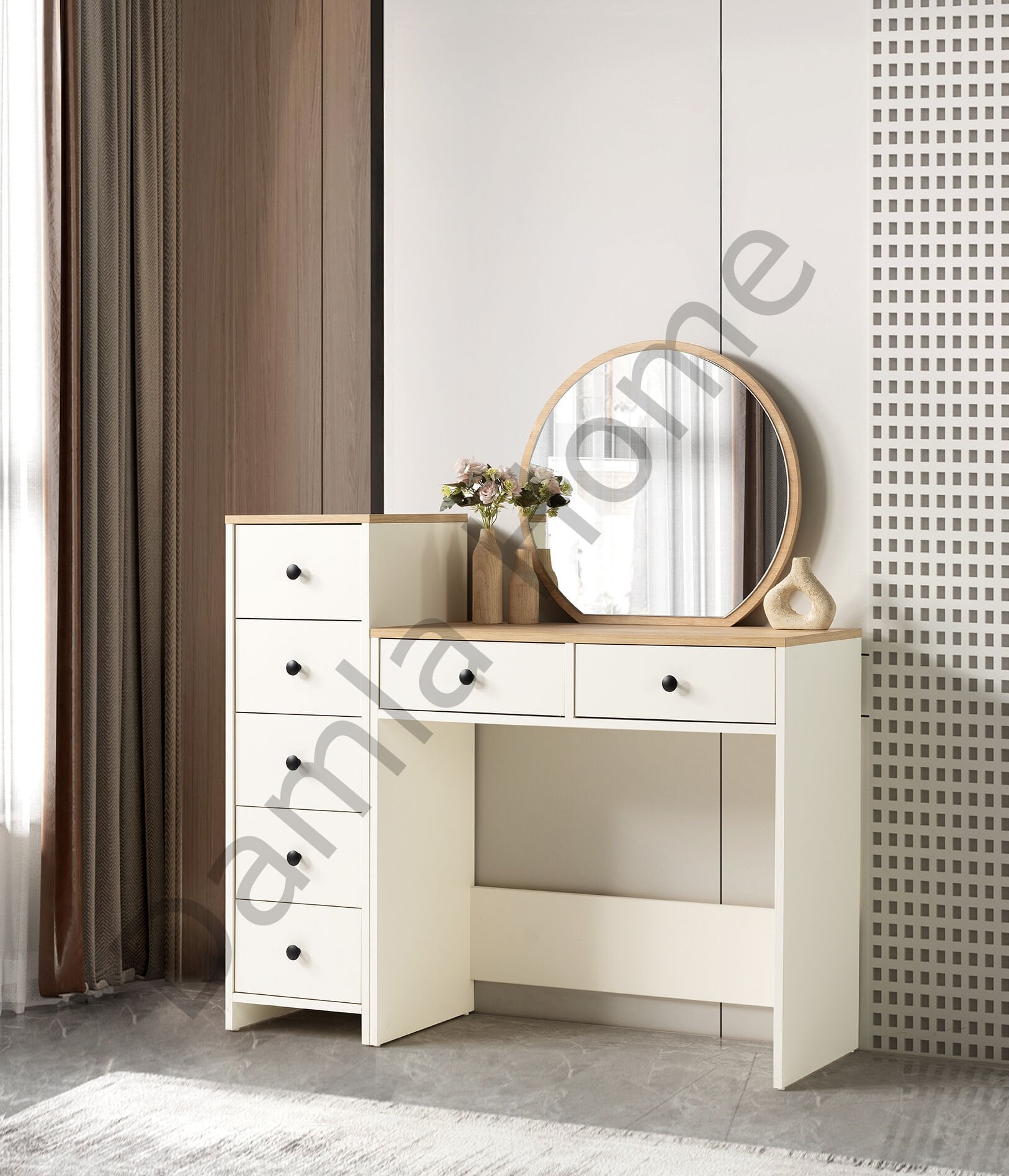 Rüya Makyaj Masası - Ekru/Meşe