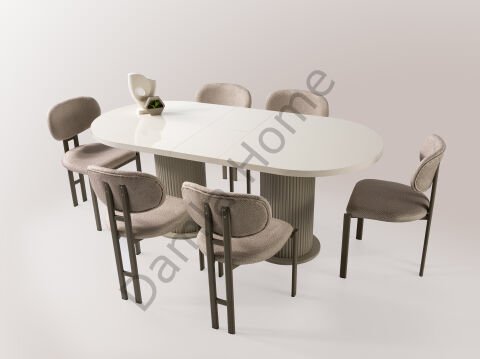 Lilyum Masa Sandalye Takımı - Ekru/Cappucino