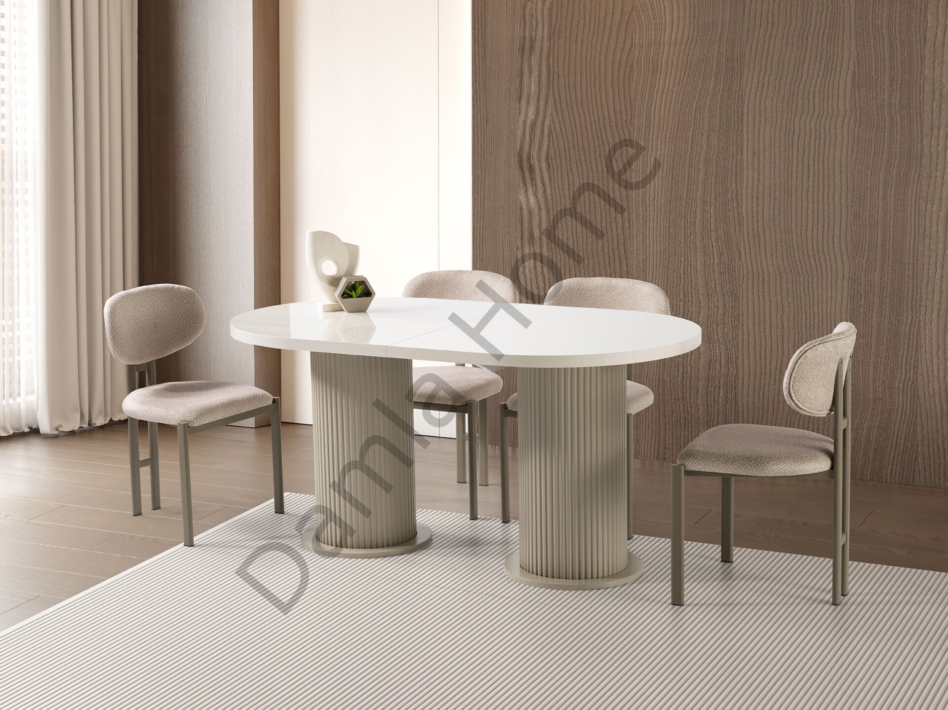 Lilyum Masa Sandalye Takımı - Ekru/Cappucino