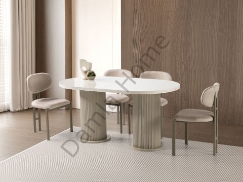 Lilyum Masa Sandalye Takımı - Ekru/Cappucino