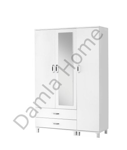 Buket Üç Kapaklı Aynalı Dolap - Beyaz