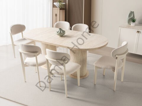 Stil Masa Sandalye Takımı - Traverten