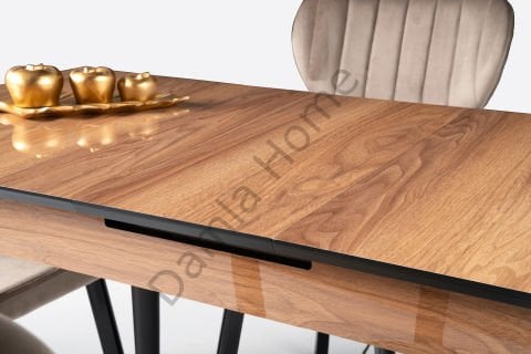 Melisa Masa Sandalye Takımı - HighGloss Ceviz/Siyah