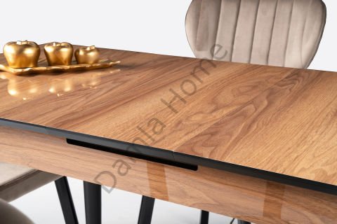 Melisa Masa Sandalye Takımı - HighGloss Ceviz/Siyah