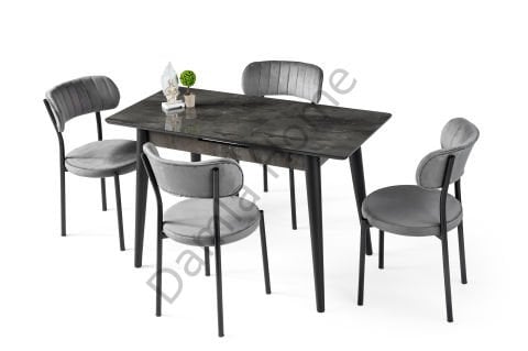 Melisa Masa Sandalye Takımı - HighGloss Irony/Siyah