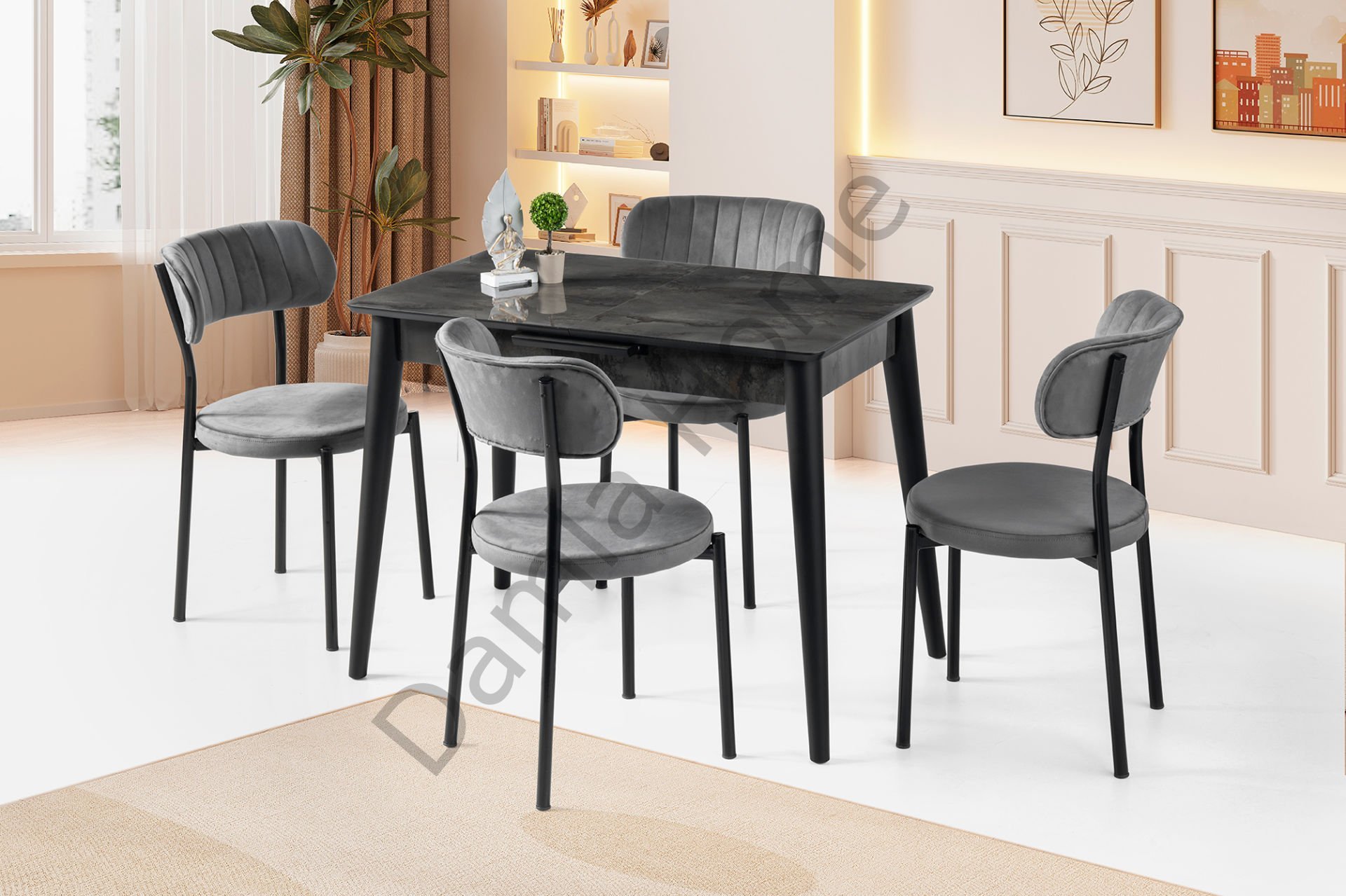 Melisa Masa Sandalye Takımı - HighGloss Irony/Siyah