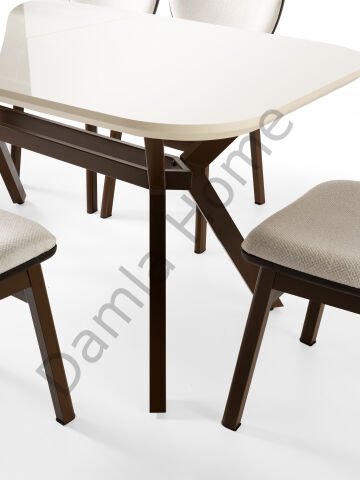 Prizma Masa Sandalye Takımı - Ekru/Kahve