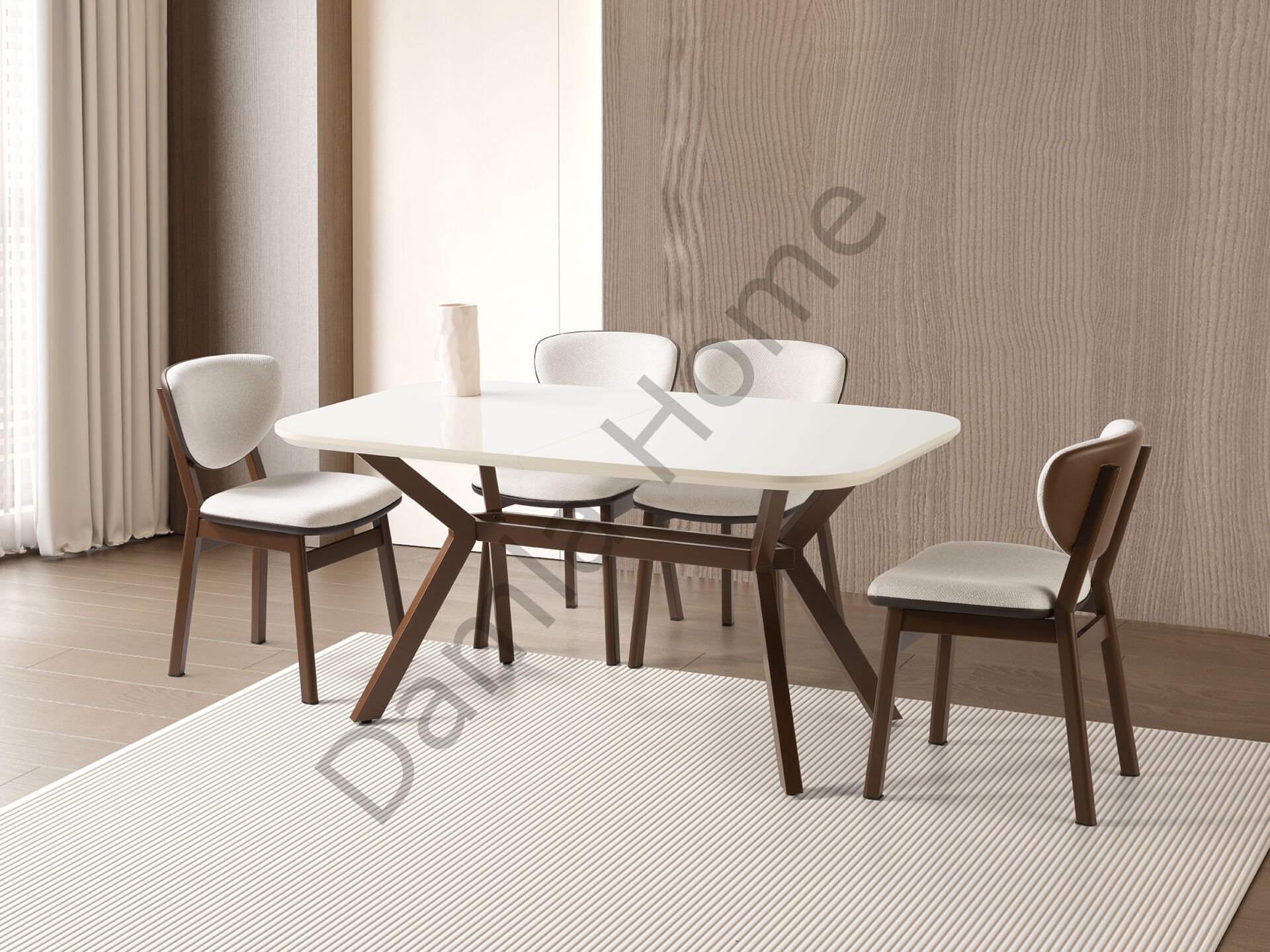 Prizma Masa Sandalye Takımı - Ekru/Kahve