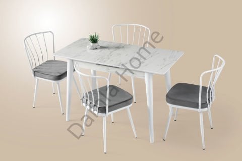 Melisa Masa Sandalye Takımı - HighGloss Marmo/Beyaz