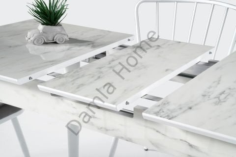Melisa Masa Sandalye Takımı - HighGloss Marmo/Beyaz