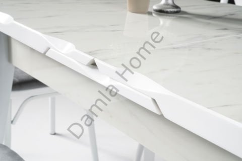 İkon Masa Sandalye Takımı - HighGloss Marmo/Beyaz
