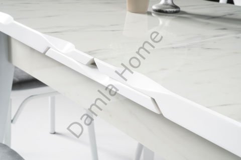 İkon Masa Sandalye Takımı - HighGloss Marmo/Beyaz