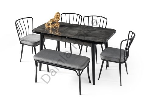 İkon Masa Sandalye Takımı - HighGloss Irony/Siyah