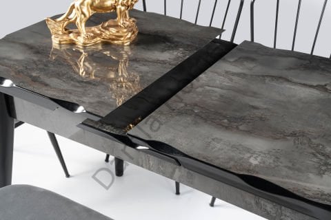 İkon Masa Sandalye Takımı - HighGloss Irony/Siyah