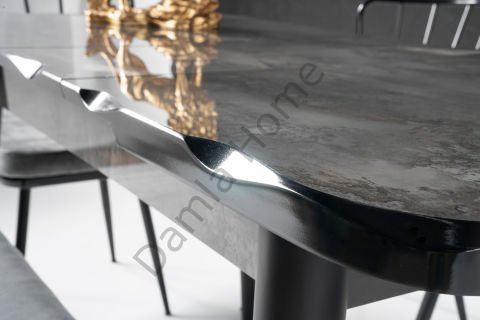 İkon Masa Sandalye Takımı - HighGloss Irony/Siyah