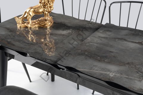 İkon Masa Sandalye Takımı - HighGloss Irony/Siyah