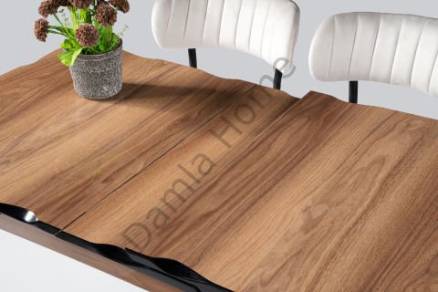 İkon Masa Sandalye Takımı - HighGloss Ceviz/Siyah