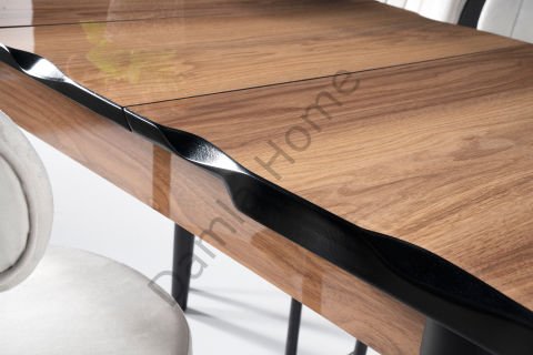 İkon Masa Sandalye Takımı - HighGloss Ceviz/Siyah