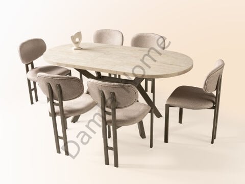 Haliç Masa Sandalye Takımı - Traverten/Cappucino