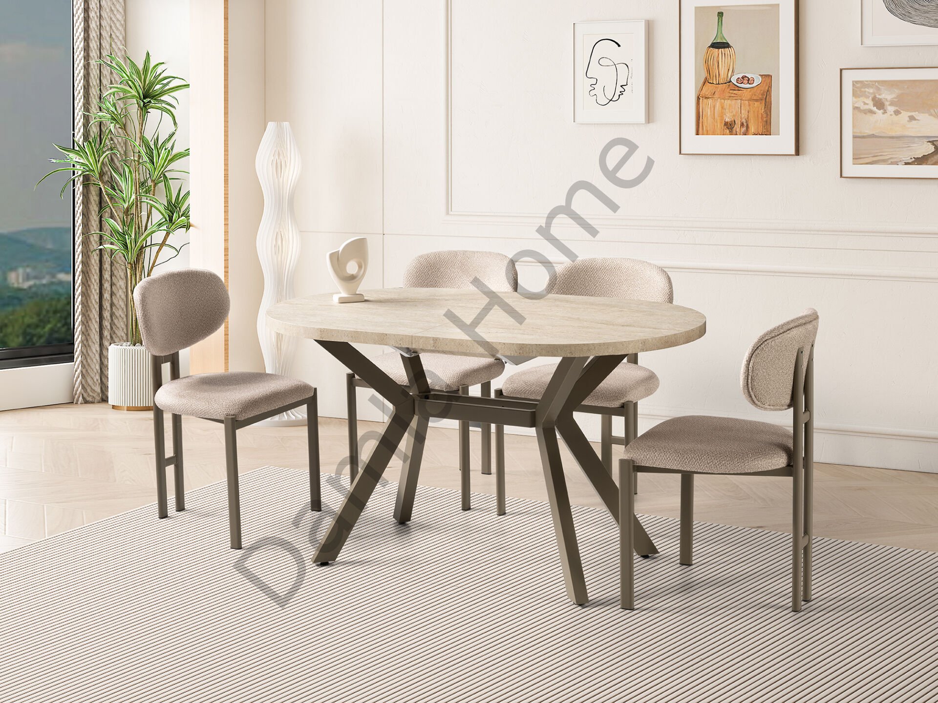 Haliç Masa Sandalye Takımı - Traverten/Cappucino