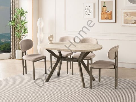 Haliç Masa Sandalye Takımı - Traverten/Cappucino