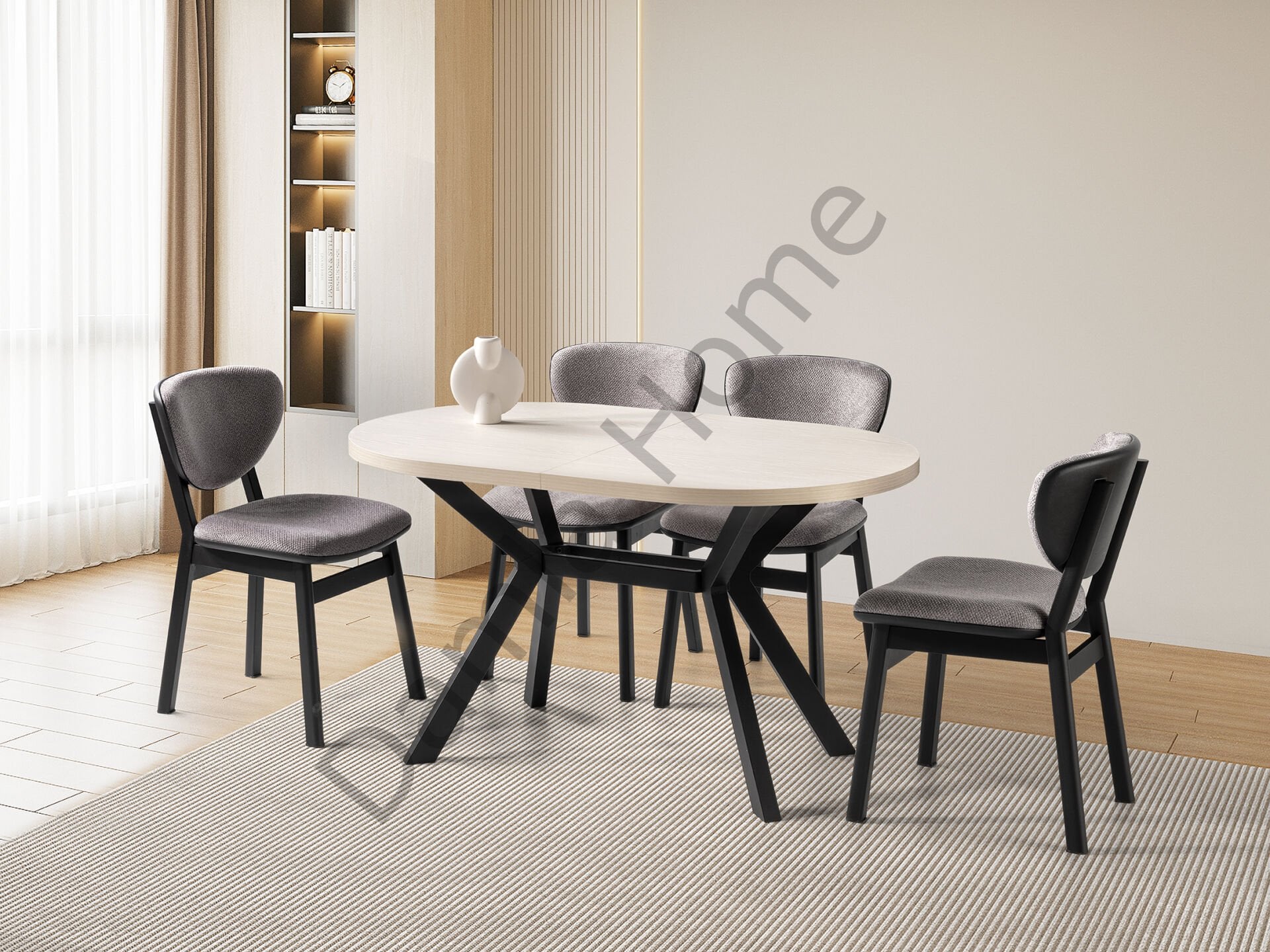 Haliç Masa Sandalye Takımı - Monet/Siyah