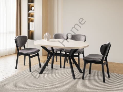 Haliç Masa Sandalye Takımı - Monet/Siyah