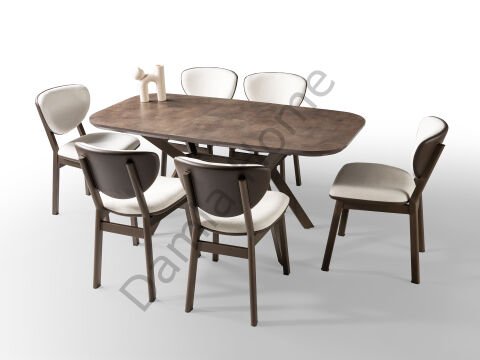 Roma Masa Sandalye Takımı - Retro Bronz/Metalik Kahve