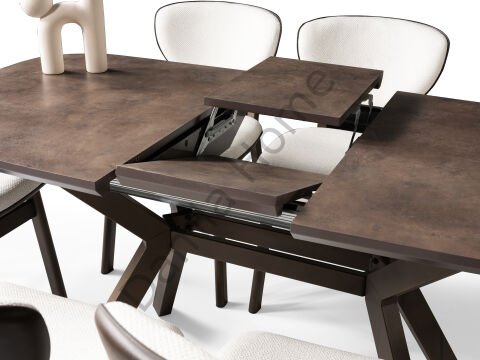 Roma Masa Sandalye Takımı - Retro Bronz/Metalik Kahve