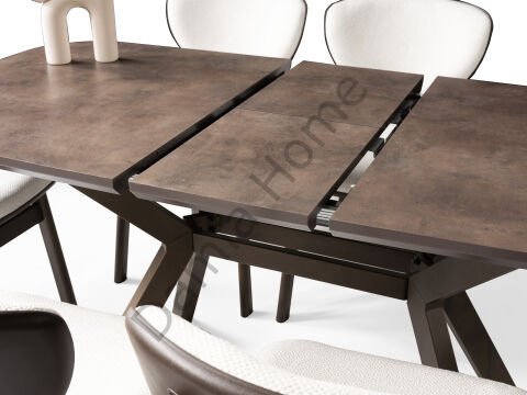 Roma Masa Sandalye Takımı - Retro Bronz/Metalik Kahve