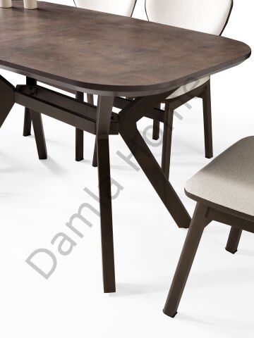 Roma Masa Sandalye Takımı - Retro Bronz/Metalik Kahve