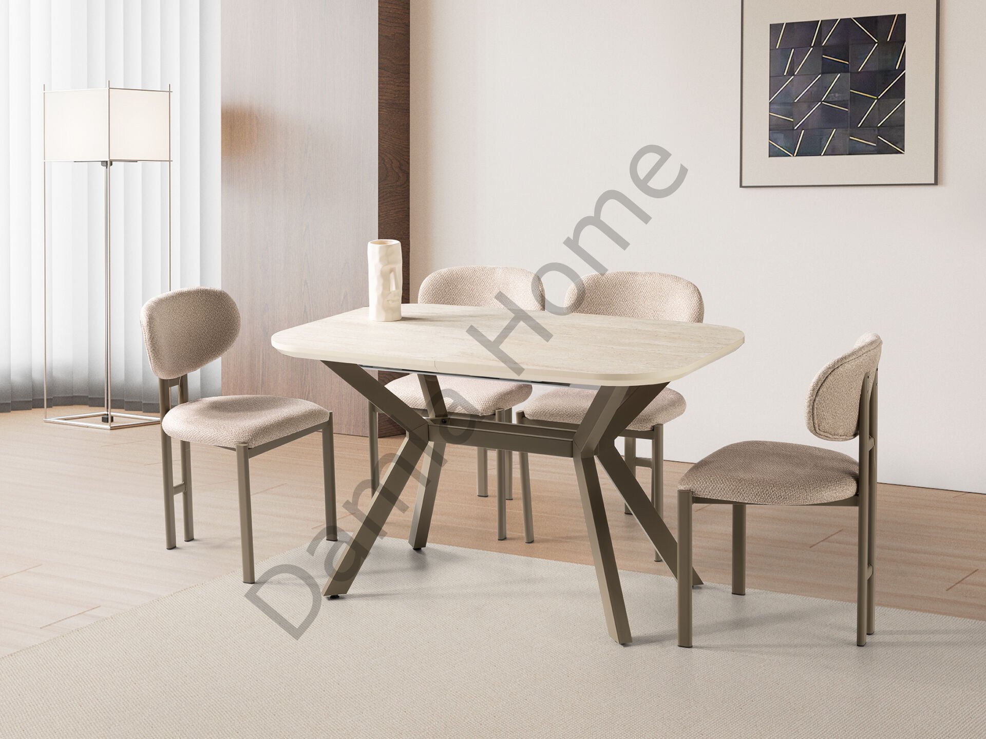 Roma Masa Sandalye Takımı - Traverten/Cappucino