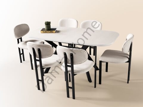 Roma Masa Sandalye Takımı - Monet/Siyah