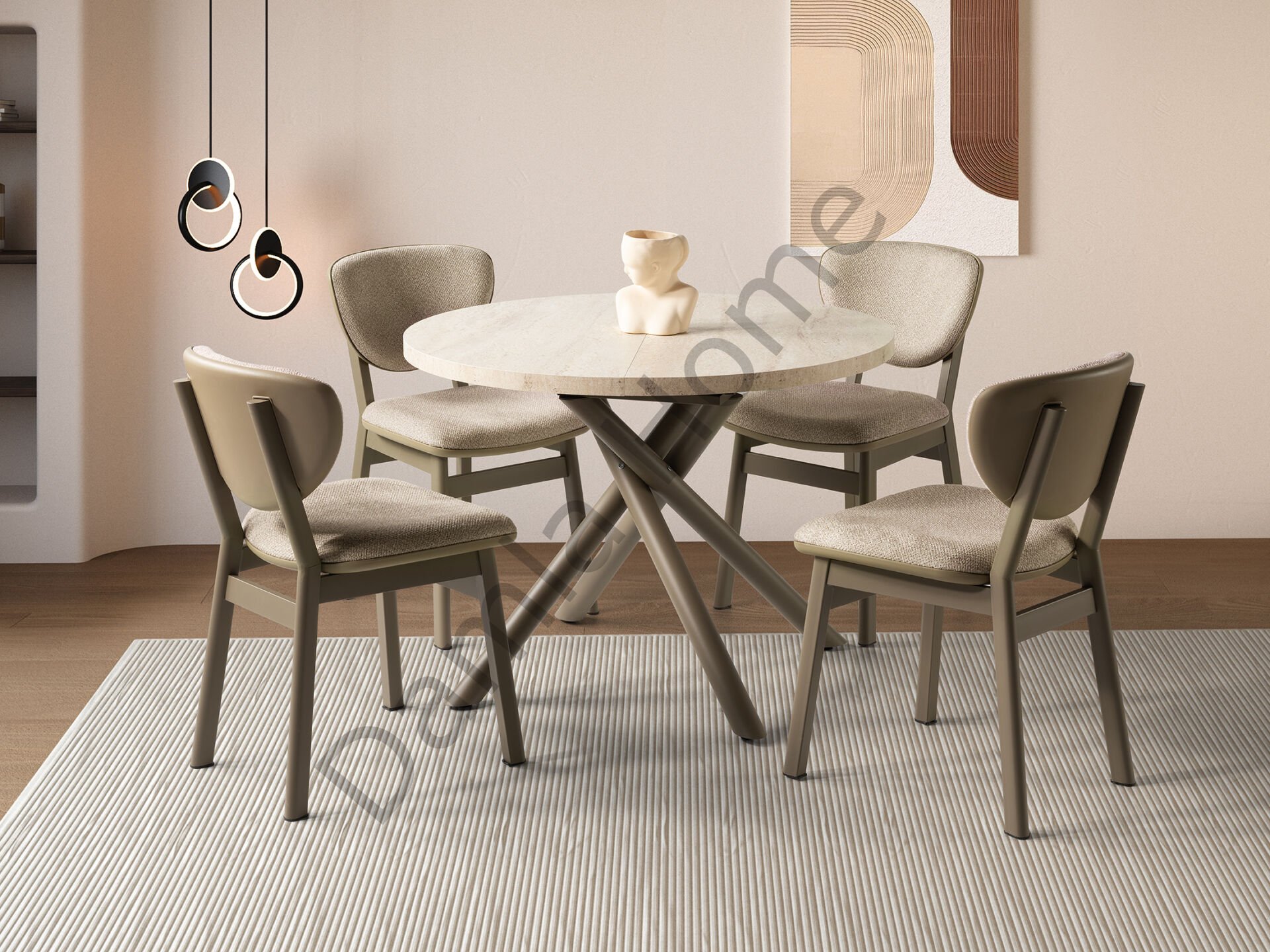 Ritim Masa Sandalye Takımı - Traverten/Cappucino