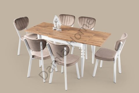 Cunda Masa Sandalye Takımı - Çam/Beyaz