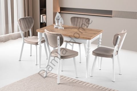 Cunda Masa Sandalye Takımı - Çam/Beyaz