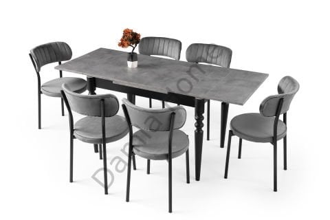 Cunda Masa Sandalye Takımı - Gri/Siyah