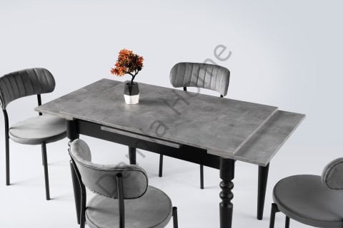 Cunda Masa Sandalye Takımı - Gri/Siyah