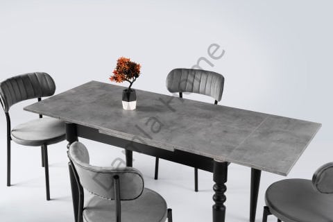 Cunda Masa Sandalye Takımı - Gri/Siyah