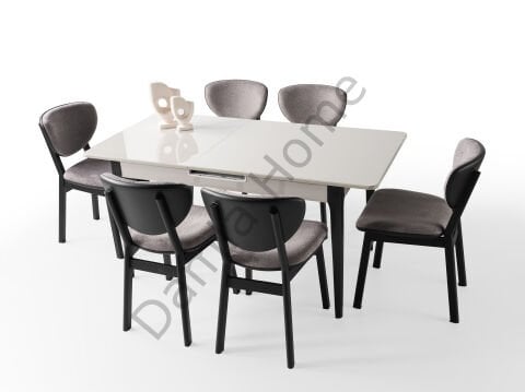 Paris Masa Sandalye Takımı - Sis Gri/Siyah