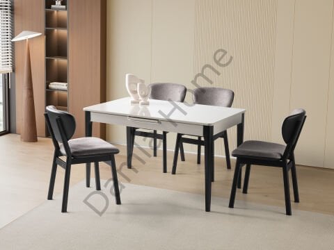 Paris Masa Sandalye Takımı - Sis Gri/Siyah