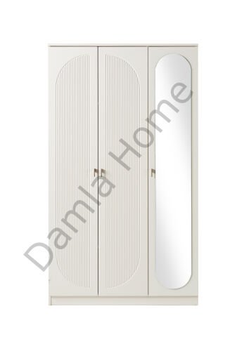 Vega Üç Kapaklı Aynalı Dolap - Ekru