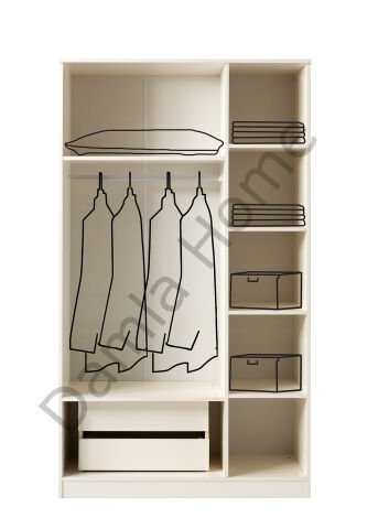 Vega Üç Kapaklı Aynalı Dolap - Ekru