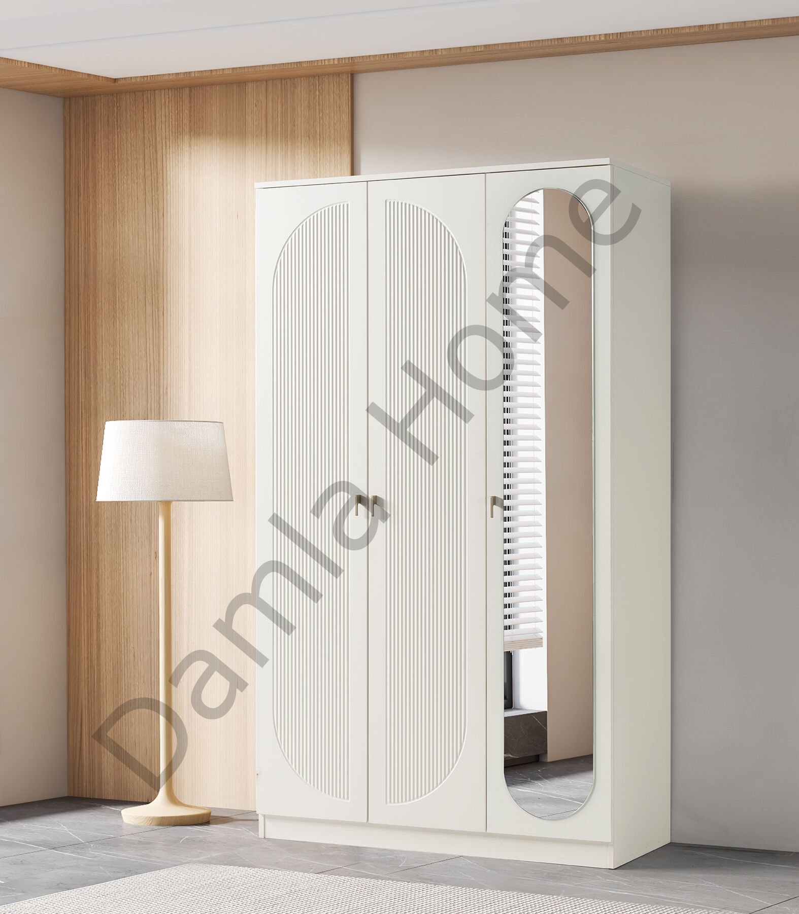 Vega Üç Kapaklı Aynalı Dolap - Ekru