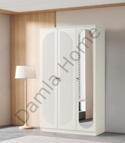 Vega Üç Kapaklı Aynalı Dolap - Ekru